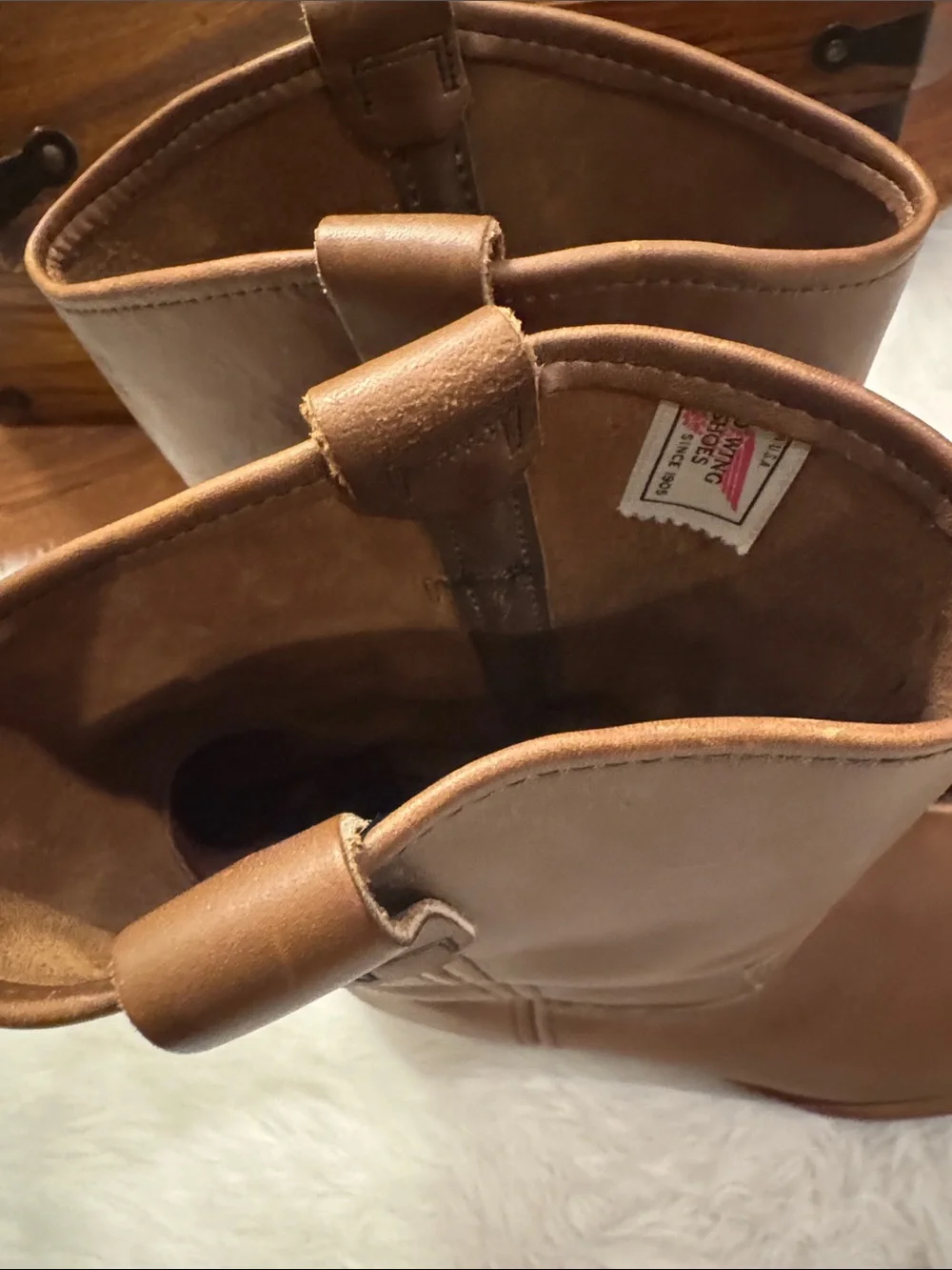 Red Wing Vintage Men's Tan Leather Pull-On  Boots 1187 Made in USA pre-owned.